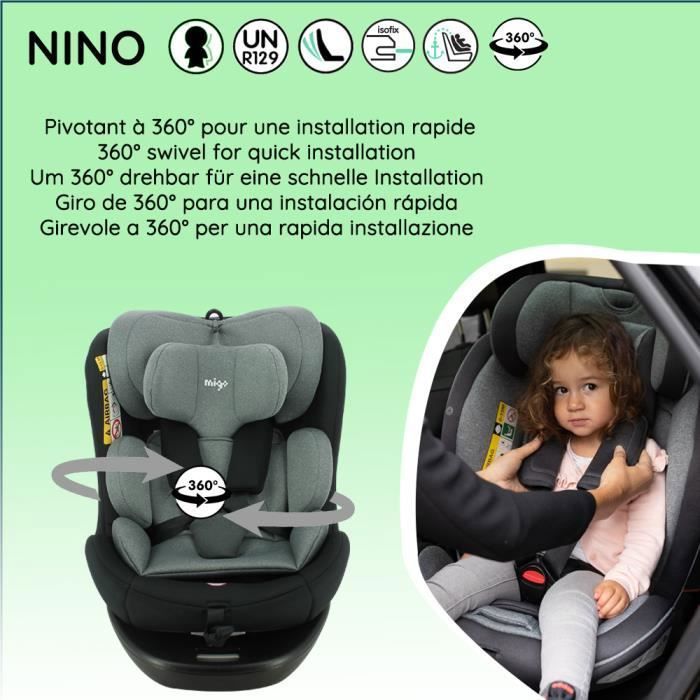 BEBECONFORT Siège auto évolutif pivotant 360 EvolveFix i-Size - Gr 0/1/2/3  - Isofix - 0 à 12 ans (36 kg) - 40-150 cm - Black Mist noir - Bébé Confort