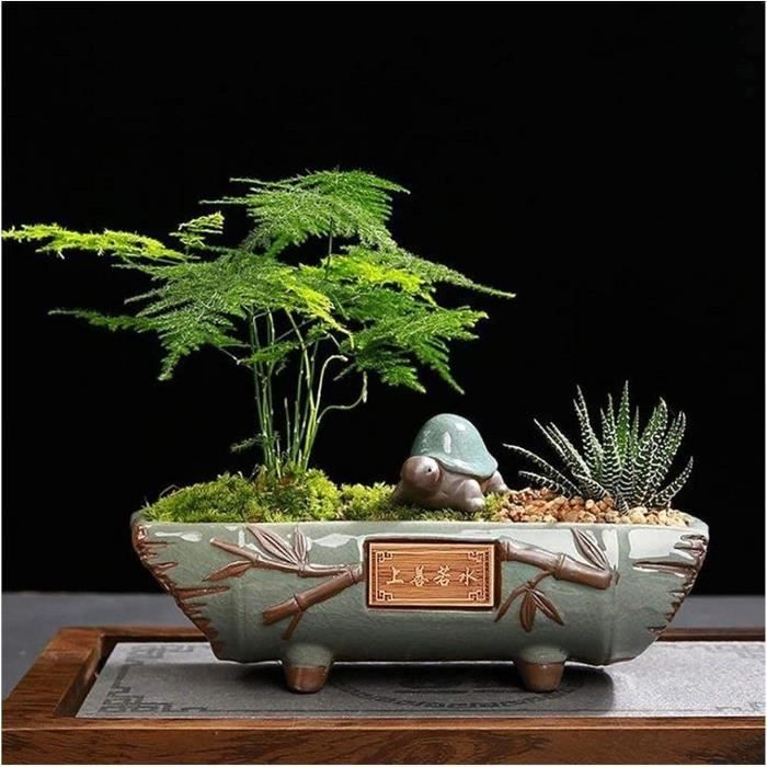 Plante Artificielles Interieur Artificielle Palm Silk Arbre Vert avec  Céramique Pot Pot Plante artificielle sol Ornements Bonsai Décoration for