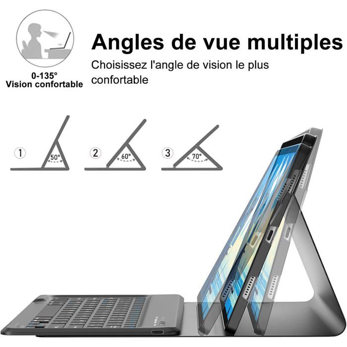 Coque Clavier Bluetooth Pour Lenovo Idea Tab 11 2025 (TB-336ZU/TB-336FU) - AZERTY, Pavé Tactile, étui Protecteur, Angle Réglable - 9