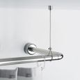 Porte-rideau de douche, chromé, dimensions : 0,5 x 150 x 2 cm, hauteur réglable jusqu'à 150 cm, cable rideau en acier,[S165]-0