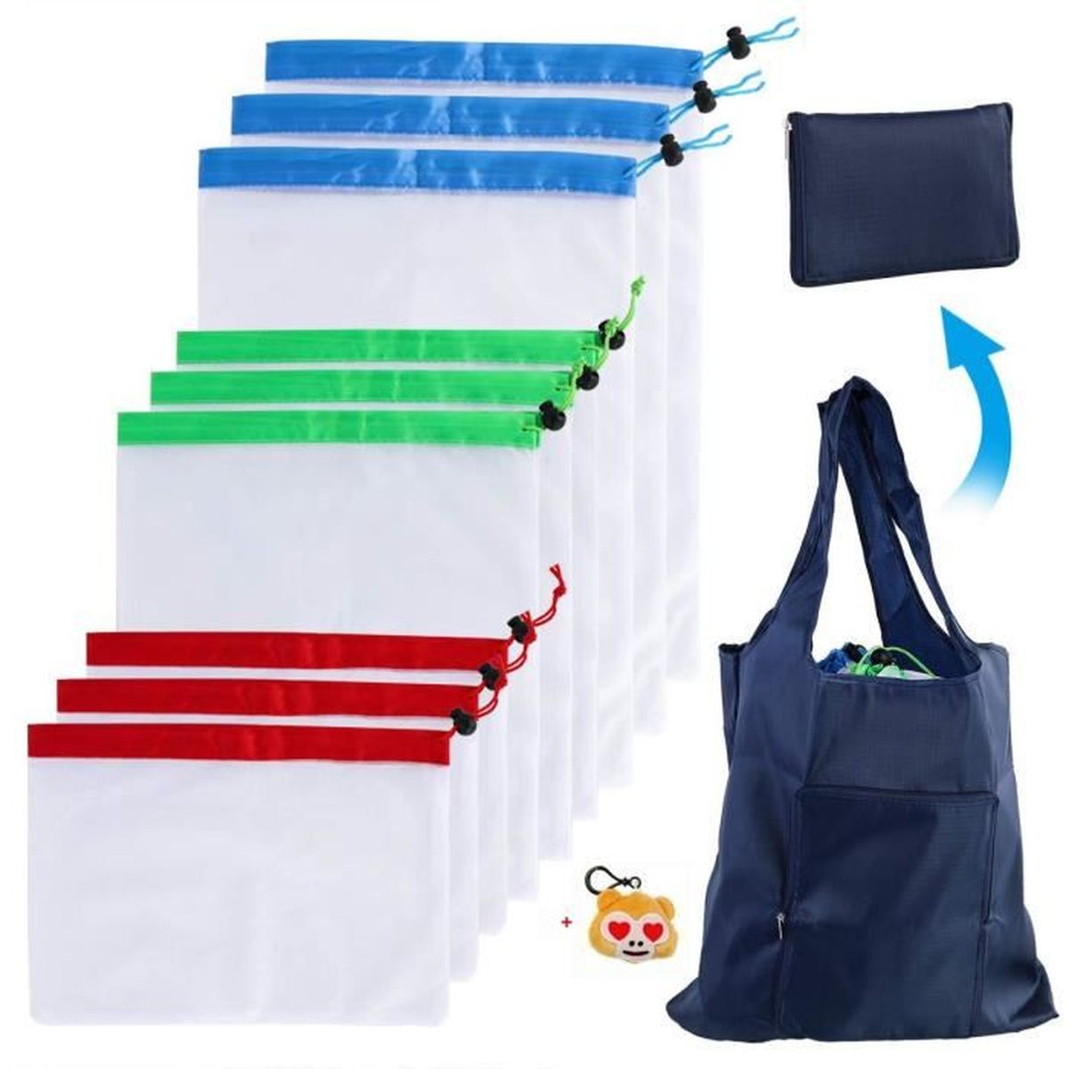 9 pcs réutilisables Mesh produire coton sacs d'épicerie pour Fruits Légumes Stockage Eco 9 pcs réutilisables Mesh produire coton sacs d'épicerie pour Fruits Légumes Stockage Eco