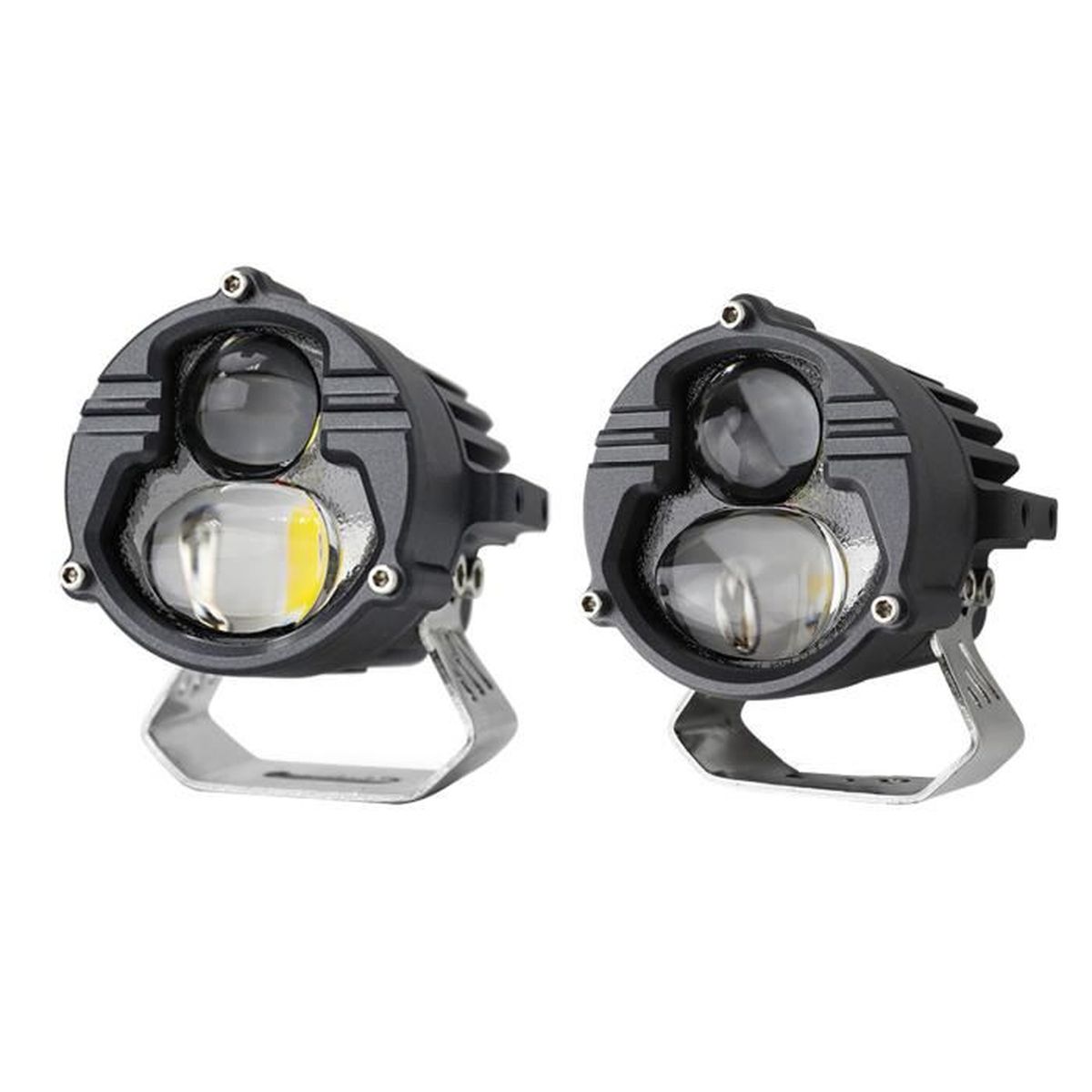 Phare Moto LED 12V - 6,5 Pouces - Universel - Kit Complet Avec Supports - Pour Feux De Croisement Et Stationnement - Améliore Visibilité - 6