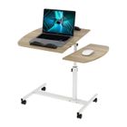 Table de Lit à Roulette - LDSZXNE - Bureau d'ordinateur de Levage Rotatif - Couleur Bois - Blanc - Contemporain