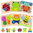 Puzzle en Bois pour Enfants 4PCS Jouet Montessori Animaux 3D Puzzles