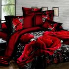 QIQIQI Parure de couette TOFOCO Rose rouge - 100% Polyester - 220x240cm + 2 taies 48x74cm