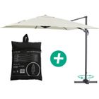 HABITAT ET JARDIN Parasol jardin déporté Alu Sun 3 - Carré - 3 x 3 m - Ecru + housse de protection