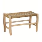 HOME MAISON Banc Marocain Doum tressage damier Naturel 80 cm