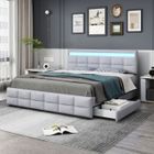 SWEIKO Lit avec tiroirs Lit adulte Lit 180 x 200 cm Lit double avec 4 tiroirs Lit rembourré Gris velours