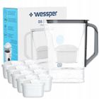 WESSPER CARAFE FILTRANTE POUR REFRIGERATEUR D3 SLIM AQUAMAX 2,7 L NOIR + 10X CARTOUCHE FILTRANTE AQUAMAX