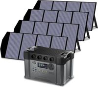ALLPOWERS Générateur solaire S2000 Pro avec 4 panneaux solaires pliables de 140W, 1500Wh 2400W, batterie portable, batterie de
