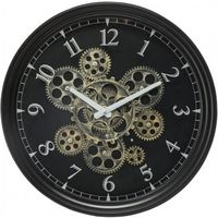 Horloge mécanique noire, métal Diamètre 37 cm Atmosphera