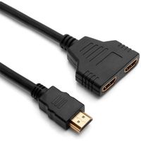 Adaptateur Splitter HDMI Noir Câble Repartiteur de 1 Mâle à 2 Femelles Transformateur Convertisseur Full HD pour[711]