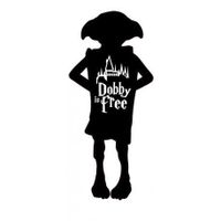 Elfe de maison Dobby Harry Potter " Dobby is free " logo 55 autocollant sticker -  Taille : 17 cm - Couleur : bleu foncé Bleu Foncé