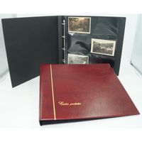 Classeur album SAFE bordeaux au format 33cmsx33cms + 25 feuilles à fond noir pour 300 cartes postales modernes (20 horizontales - 5
