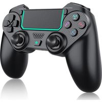Manette pour PS4 Bluetooth RVB sans fil, Gyroscope à 6 axes, contrôleur de jeu vidéo avec prise casque pour PC (Noir)