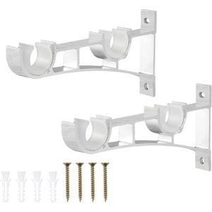 Tringles Garde-Robe pour Accrocher Tringles à Rideaux Supports Tringles à Rideaux Tringles Douche Blanche NUYYR 2 Pièces Support Tringle Rideaux Plafond Support Mural Tringle Réglable