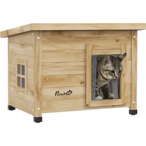 NICHE PawHut Maison pour chats niche d'extérieur en bois
