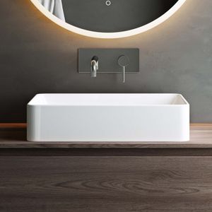 LAVABO - VASQUE Lave main évier vasque en céramique blanc rectangulaire Mai & Mai BR105D - 58x38x13cm - sans trop-plein