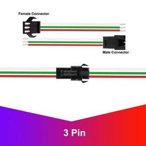Connecteur de bande RGB 4 broches, 1 à 1 2 3 4 5, câble de séparation  d'alimentation, 4pin aiguille fil de connecteur féminin pour bande RGB