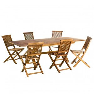 Ensemble table et chaise de jardin MACABANE HANNA - SALON DE JARDIN BOIS TECK HUILÉ 8
