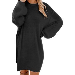 PULL Pull Femme Col O Sexy Ample Chic Et Elegant en Maille Long Pullover Tricot Casual Tendance À Manche PULL - CHANDAIL Noir