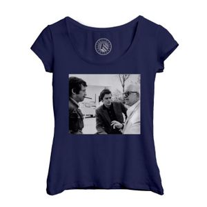 T-SHIRT T-shirt Femme Col Echancré Bleu Jean Paul Belmondo Jean Gabin Alain Delon