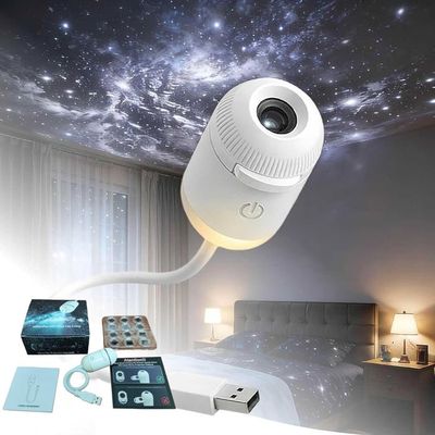 2-in-1 Galaxy Projector Night Light – 360° Adjustable Star Lamp With 12 Modes, USB Powered, For Bedroom & Ceiling Decor