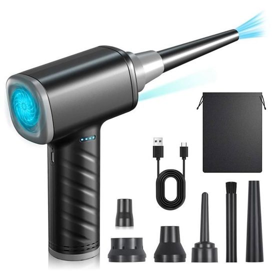 Souffleur PC Air Comprimé Nettoyage PC - Air Duster Dépoussiéreur Électrique pour PC, 6000 mAh Batterie Souffleur Air Comprimé pour Clavier, Électronique, Bombe Air Sec Nettoyage PC