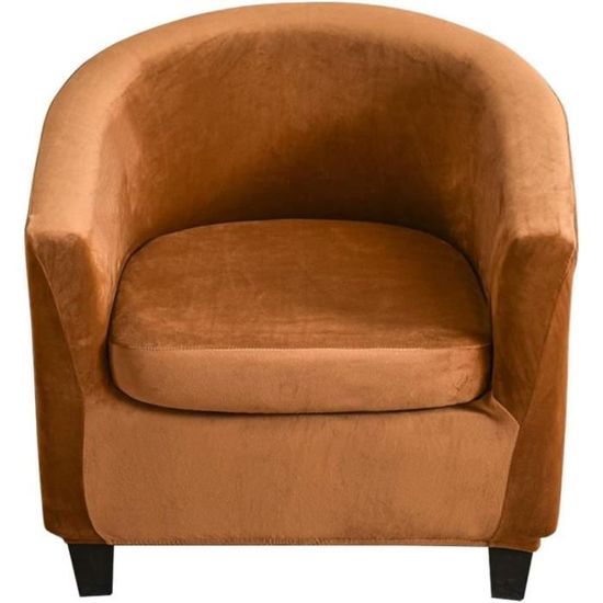 Housse De Fauteuil Club 2 Pièces - Tissu Velours Extensible - Couleur Beige - Pour Fauteuil Chesterfield, Tullsta...