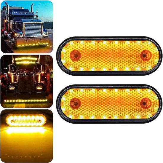 Lot 2 Feux Gabarit LED Courts 12-24V Rouge/Orange Fumée – Camion, Remorque, Agricole, Antichoc & Imperméable