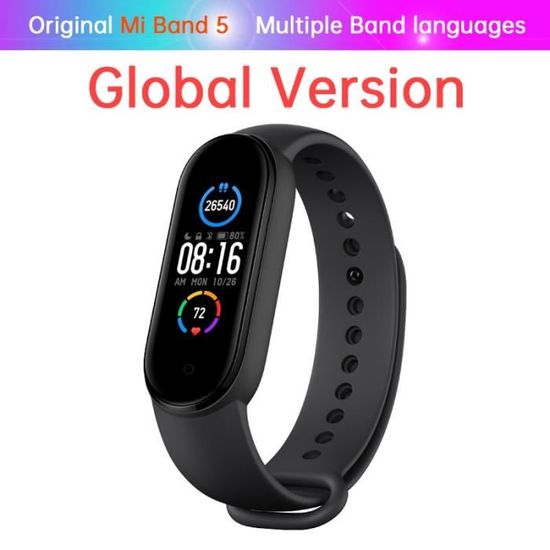 Montre connectée,Xiaomi Mi Band 5 bracelet Stress femme santé intelligente Blacelet fréquence cardiaque sommeil - Type Global ver