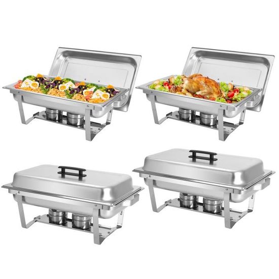 Chauffe-buffet En Acier Inoxydable 11 L - Double Compartiment, Réchaud à Alcool - Pour Fêtes, Mariages, Banquets - 7