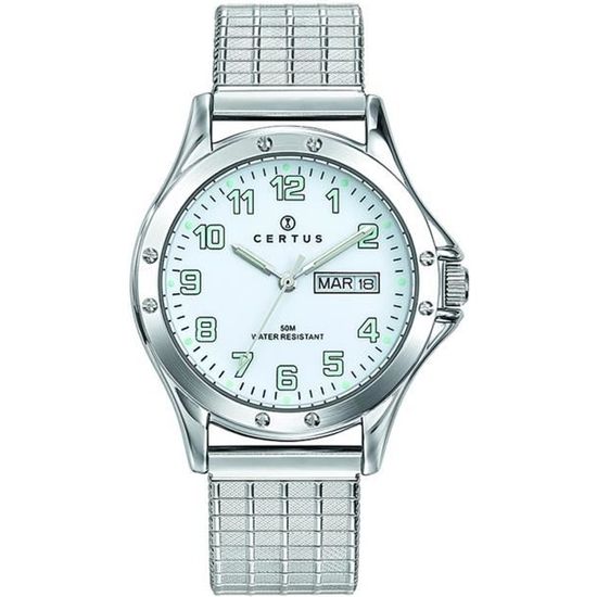 Bracelet acier homme - Certus - Montre Certus acier bracelet extensible - Couleur de la matière:Blanc