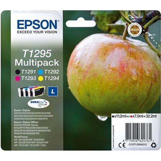 EPSON Multipack T1295 - Pomme - Noir, Cyan, Magenta, Jaune (C13T12954012)