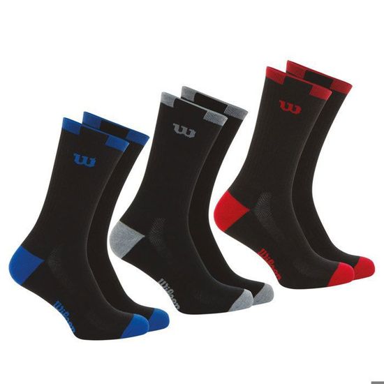 Wilson Lot 3 Paires Chaussettes Mi-hautes Homme Essentielles 43/46 - Noir - Confort Et Respirantes
