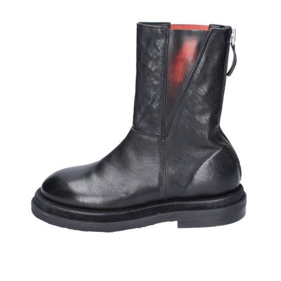 Bottines Femme en Cuir Noir MOMA BD939 Talon Carre 4cm Fermeture Eclair Noir Cdiscount Chaussures