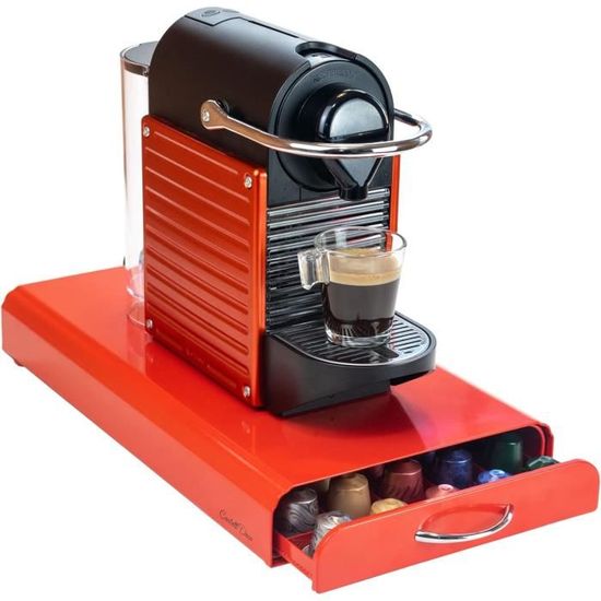 Tiroir Bois Double Couche Pour Capsules – Rangement 35 K-Cup/Nespresso/Dolce Gusto/Vertuo/Tassimo, Design Élégant Doré