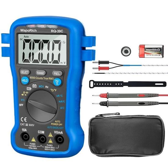 Multimètre Numérique YF-39C TRMS 6000 Points - Mesure Auto Tension, Courant, Résistance, Température