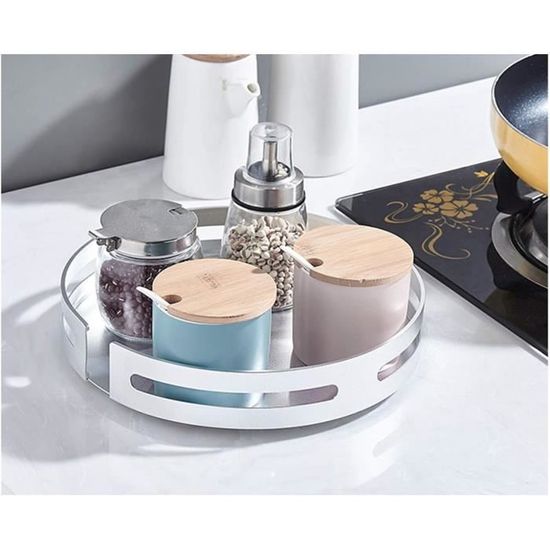 Plateaux Rotatifs Lazy Susan - Lot De 2 - Organiseur De Cuisine - Métal - Noir - Maison