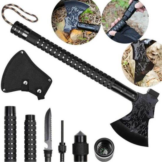 Hache Tomahawk De Chasse/camping – Lame Acier Carbone Forgée à La Main – Poignée Bois – Neuf