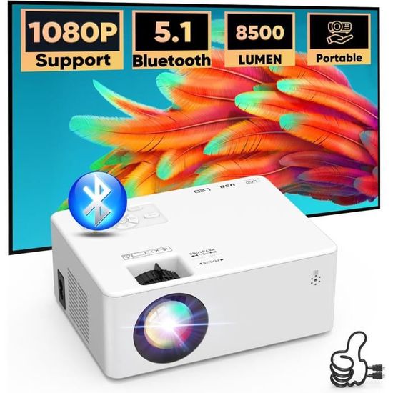 Mini Projecteur Bluetooth 8500 Lumens Vidéoprojecteur 1080P Full HD ...
