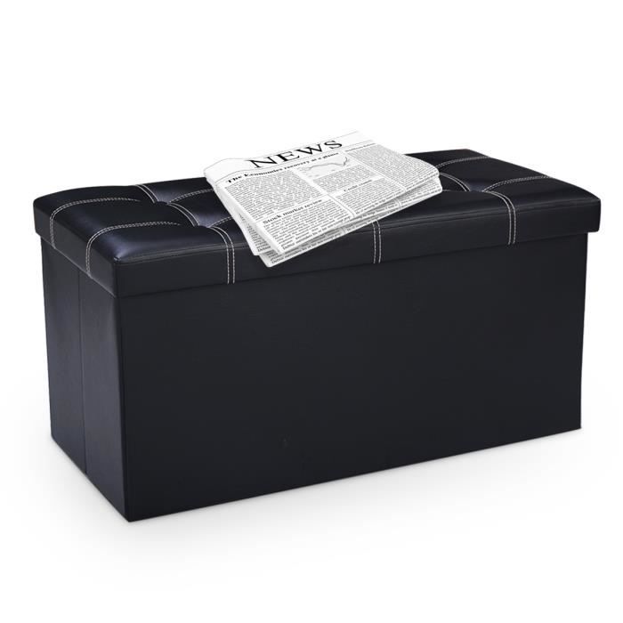 Dreamade Pouf de Rangement Pliable Multi-Fonction Tabouret Pliant de Stockage Coffre Cube Idéal pour Table de Café Repose-Pieds Noir