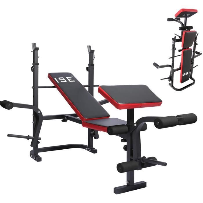 ISE Banc de Musculation Multifonction Réglable Pliable Inclinable Fitness pour Entrainement Complet SY-5430B