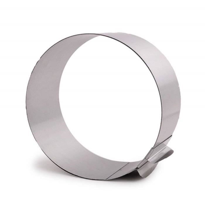 Moule Cercle à Gâteau Rond Extensible avec Echelle Acier Inoxydable (Diamètre Réglable de 16 à 30 cm)