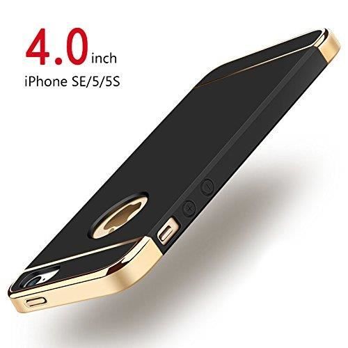 Coque pour iPhone SE, iPhone 5 5S SE 3 en 1 Protection PC Housse noir