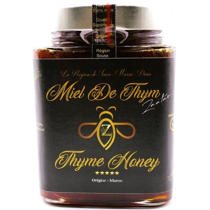 Miel Cru de thym du Maroc Vraie Premium -900g 100% Pur - Recueilli Au Maroc - De La Qualité La Plus Fine, Une Grande Variété .