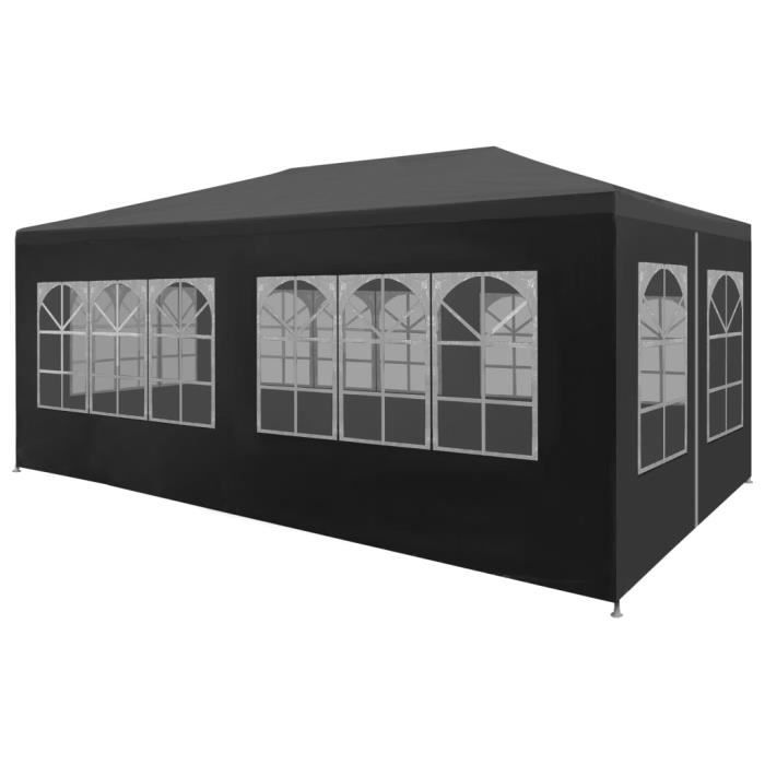 Tonnelle de Jardin Tente Réception Pavillon Barnum Chapiteau Pliante Pliable 3 x 6 m Anthracite