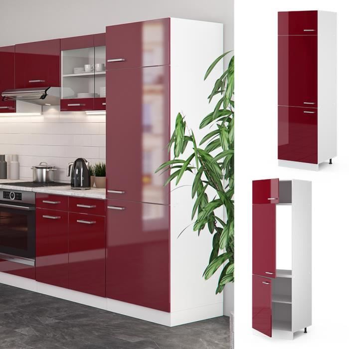 Meuble pour réfrigérateur VICCO R-Line Blanc/Bordeaux Brillant 60 cm