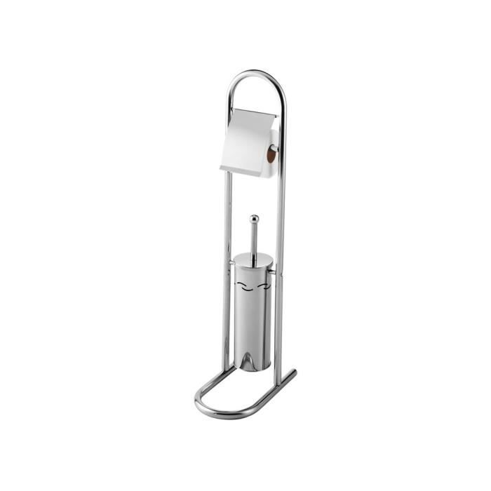 Combiné WC avec porte-papier,brosse wc chromé