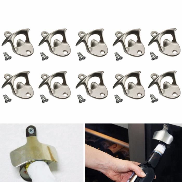NEUFU 10x Décapsuleur Mural Tire bouchon Ouvre Bière Bouteille Métal Outil Opener